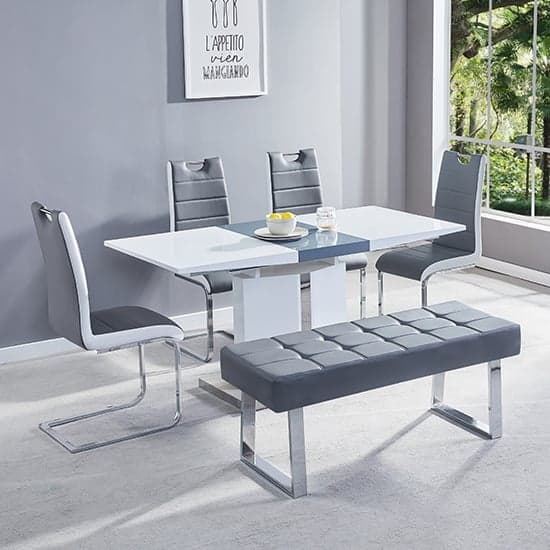 Belmonte Small High Gloss Extending Dining Table In White Grey_3
