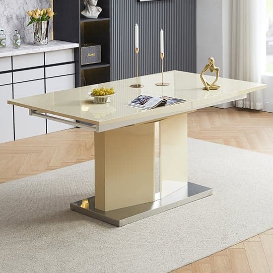Belmonte High Gloss Extending Dining Table Large In Cream_2