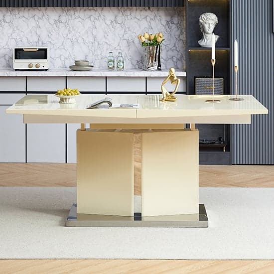 Belmonte High Gloss Extending Dining Table Large In Cream Furniture