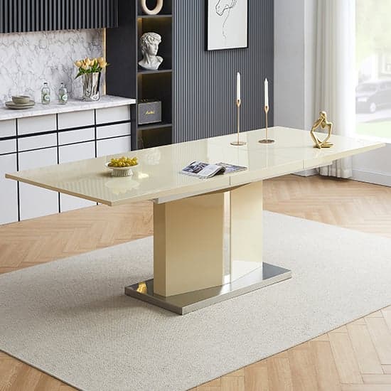 Belmonte High Gloss Extending Dining Table Large In Cream_1