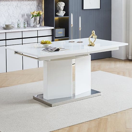 Belmonte High Gloss Extending Dining Table Large In White_2