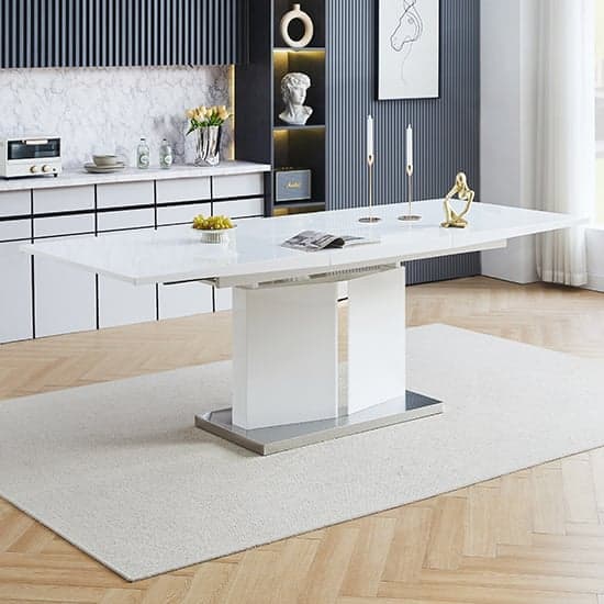 Belmonte High Gloss Extending Dining Table Large In White_1