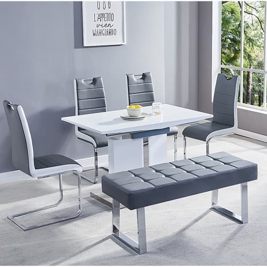 Belmonte Small Extending Dining Table 4 Petra Chairs And Bench_2