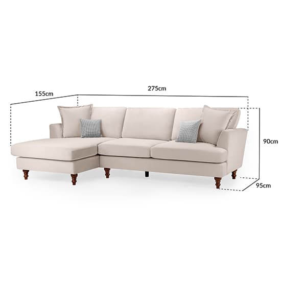 Beloit Fabric Left Hand Corner Sofa In Beige With Wooden Legs_6