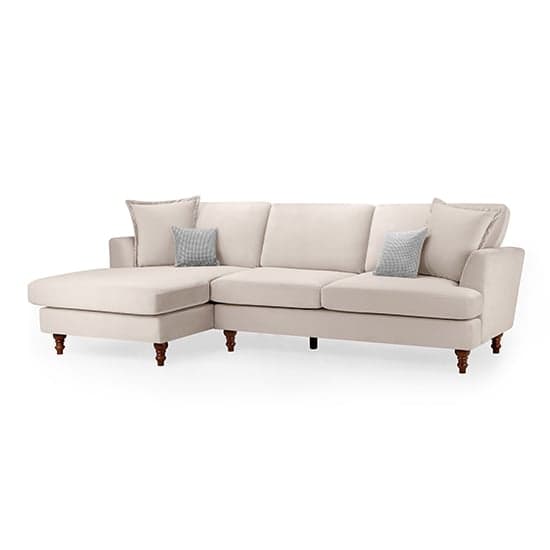 Beloit Fabric Left Hand Corner Sofa In Beige With Wooden Legs_1