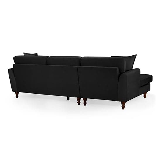 Beloit Fabric Left Hand Corner Sofa In Black With Wooden Legs_2