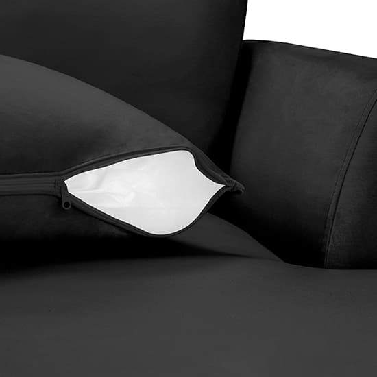 Beloit Fabric Left Hand Corner Sofa In Black With Wooden Legs_4