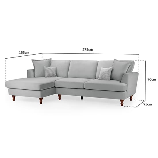 Beloit Fabric Left Hand Corner Sofa In Grey With Wooden Legs_6