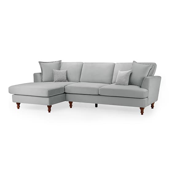 Beloit Fabric Left Hand Corner Sofa In Grey With Wooden Legs_1
