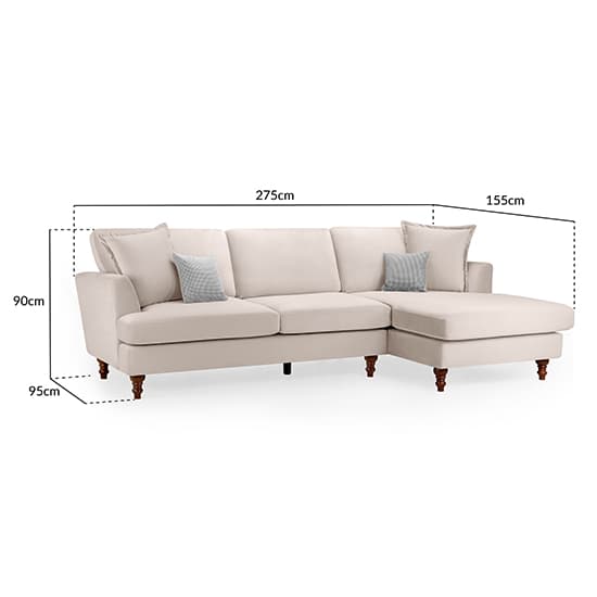 Beloit Fabric Right Hand Corner Sofa In Beige With Wooden Legs_6