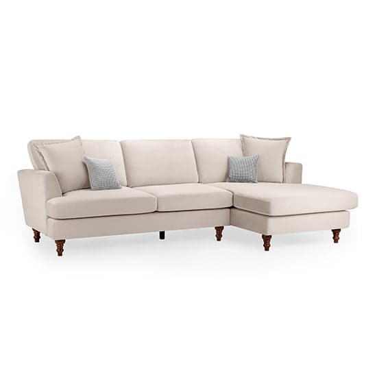 Beloit Fabric Right Hand Corner Sofa In Beige With Wooden Legs_1