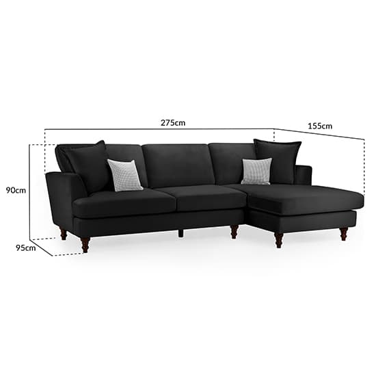 Beloit Fabric Right Hand Corner Sofa In Black With Wooden Legs_6