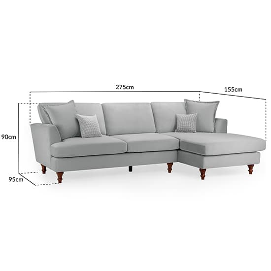Beloit Fabric Right Hand Corner Sofa In Grey With Wooden Legs_6