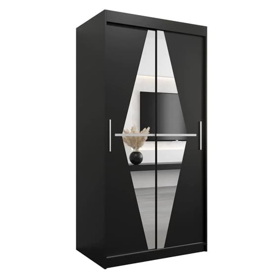 Beloit Mirrored Wardrobe 2 Sliding Doors 100cm In Black_4