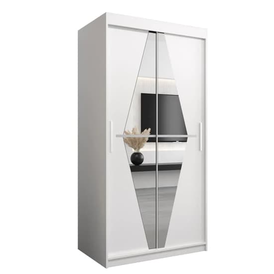 Beloit Mirrored Wardrobe 2 Sliding Doors 100cm In White_4