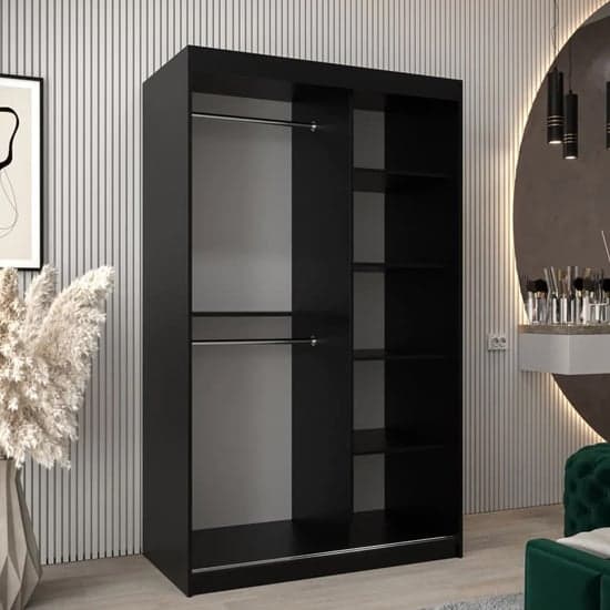 Beloit Mirrored Wardrobe 2 Sliding Doors 120cm In Black_2