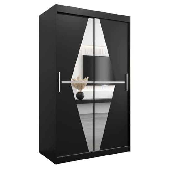 Beloit Mirrored Wardrobe 2 Sliding Doors 120cm In Black_4