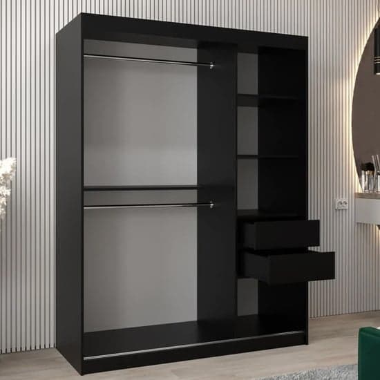 Beloit Mirrored Wardrobe 2 Sliding Doors 150cm In Black_3