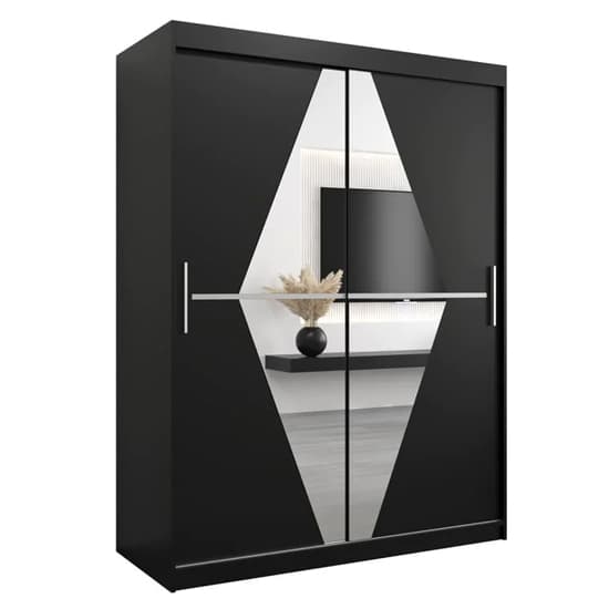 Beloit Mirrored Wardrobe 2 Sliding Doors 150cm In Black_4
