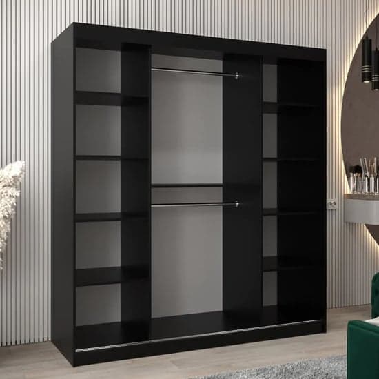Beloit Mirrored Wardrobe 2 Sliding Doors 180cm In Black_2