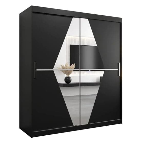 Beloit Mirrored Wardrobe 2 Sliding Doors 180cm In Black_4