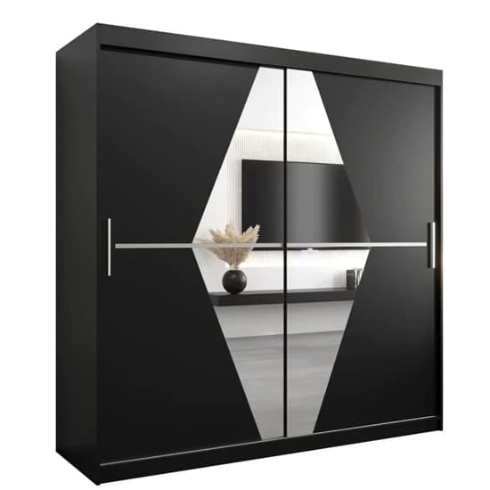 Beloit Mirrored Wardrobe 2 Sliding Doors 200cm In Black_4