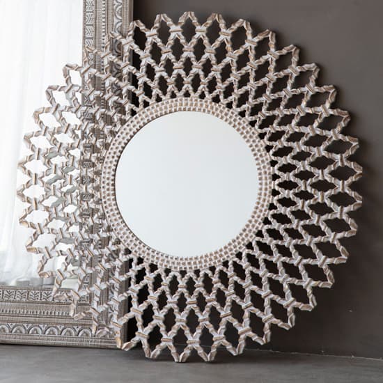 Beloit Wall Mirror With Natural And Whitewash Wooden Frame_2