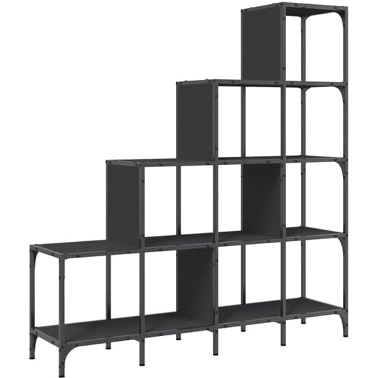 Belper Wooden Bookcase With 10 Shelves In Black_3