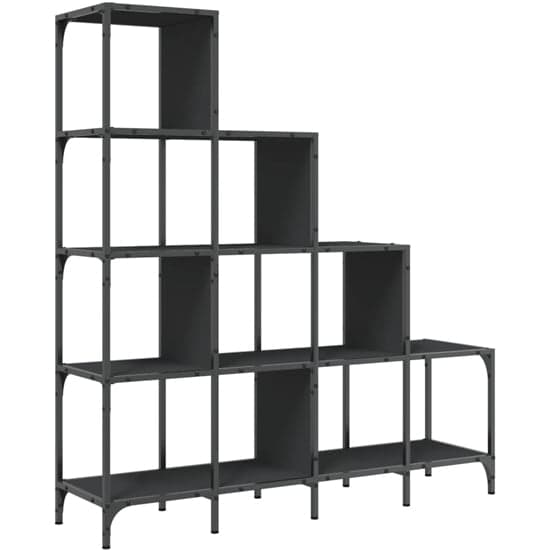 Belper Wooden Bookcase With 10 Shelves In Black_6