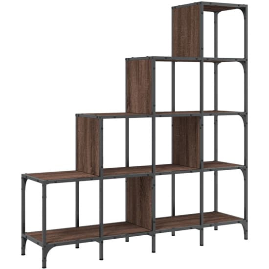 Belper Wooden Bookcase With 10 Shelves In Brown Oak_3