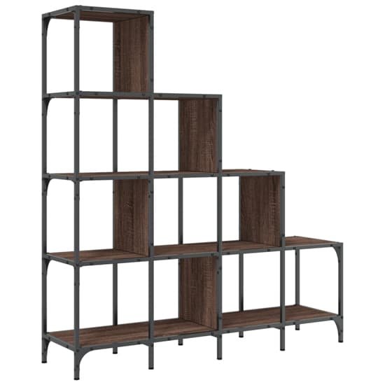 Belper Wooden Bookcase With 10 Shelves In Brown Oak_6