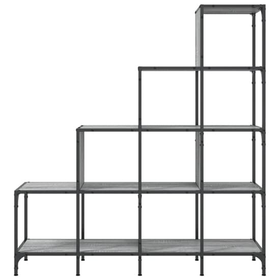 Belper Wooden Bookcase With 10 Shelves In Grey Sonoma_4