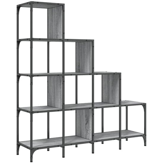 Belper Wooden Bookcase With 10 Shelves In Grey Sonoma_6
