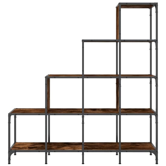 Belper Wooden Bookcase With 10 Shelves In Smoked Oak_4