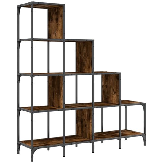 Belper Wooden Bookcase With 10 Shelves In Smoked Oak_6