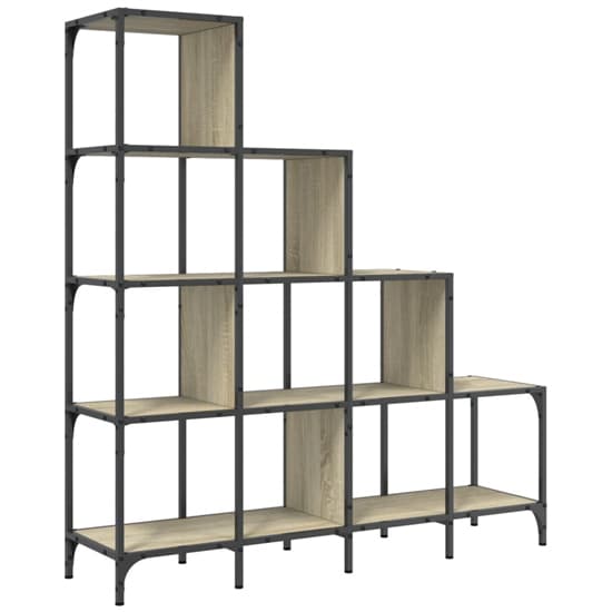 Belper Wooden Bookcase With 10 Shelves In Sonoma Oak_6