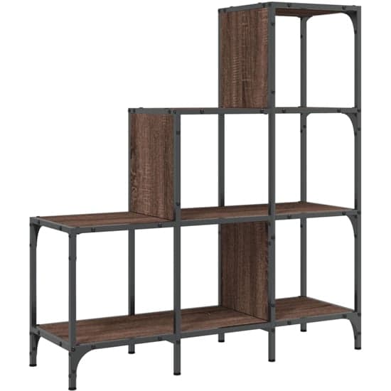 Belper Wooden Bookcase With 6 Shelves In Brown Oak_2