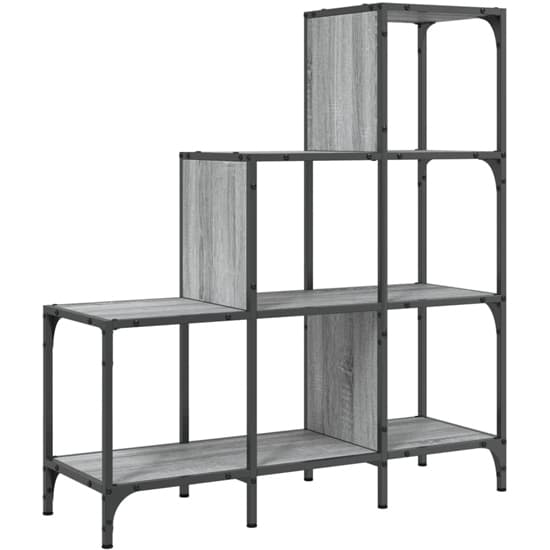Belper Wooden Bookcase With 6 Shelves In Grey Sonoma_2