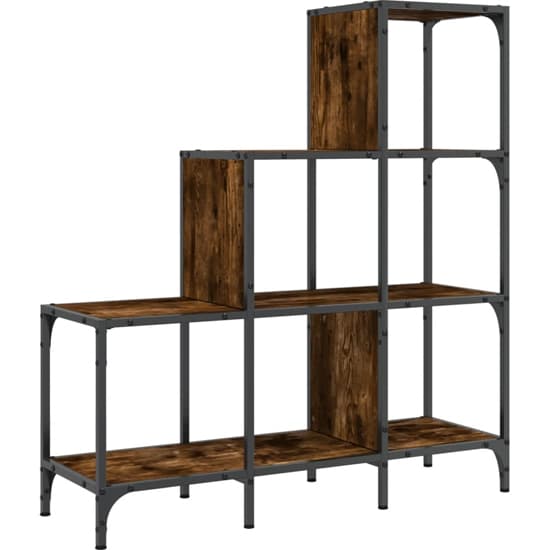 Belper Wooden Bookcase With 6 Shelves In Smoked Oak_2