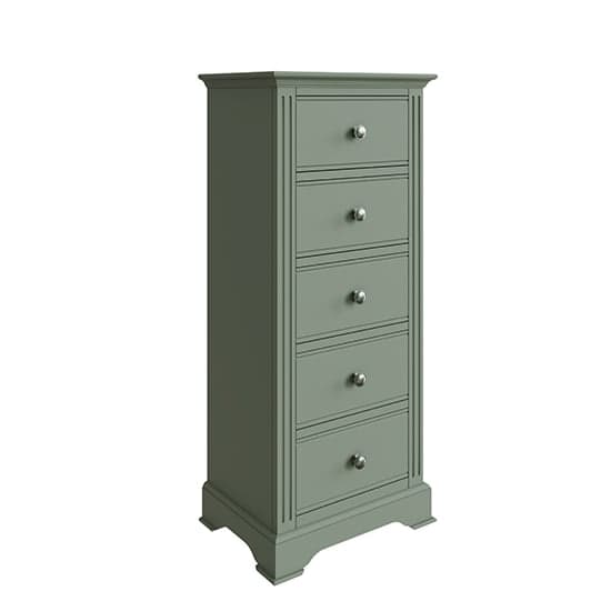 Belton Narrow Wooden Chest Of 5 Drawers In Cactus Green_2