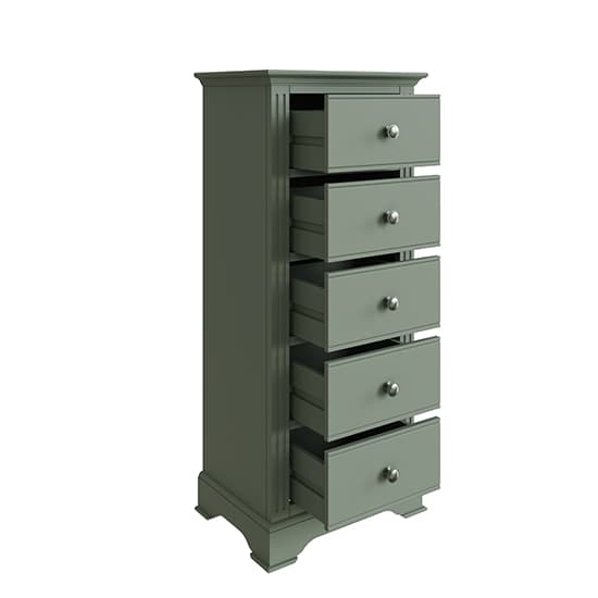 Belton Narrow Wooden Chest Of 5 Drawers In Cactus Green_3