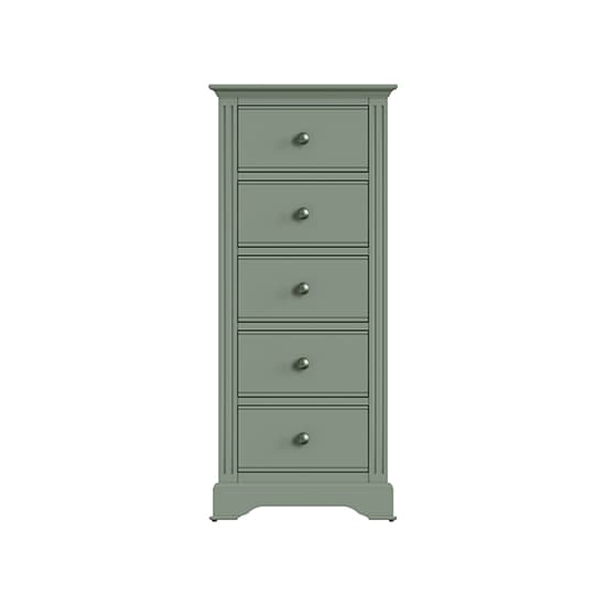 Belton Narrow Wooden Chest Of 5 Drawers In Cactus Green_4