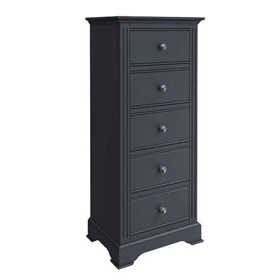 Belton Narrow Wooden Chest Of 5 Drawers In Midnight Grey_2