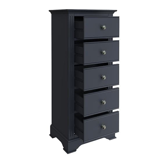 Belton Narrow Wooden Chest Of 5 Drawers In Midnight Grey_3