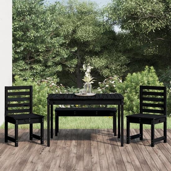 Belton Solid Wood Pine 4 Piece Garden Dining Set In Black_2
