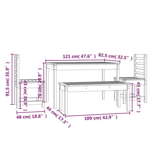 Belton Solid Wood Douglas 4 Piece Garden Dining Set In Natural