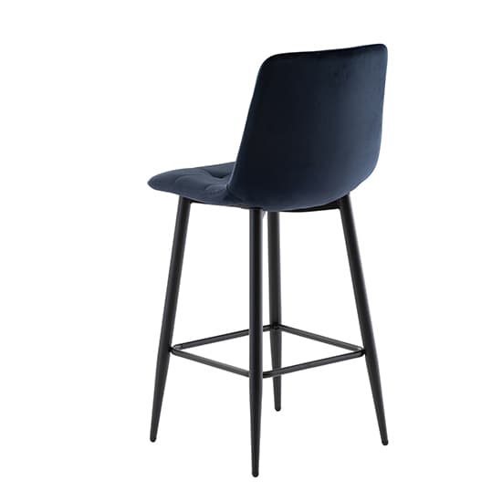 Belva Deep Blue Velvet Fabric Counter Bar Stools In Pair Furniture in