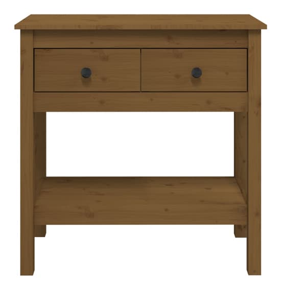 Belva Pine Wood Console Table With 2 Drawer In Honey Brown_4