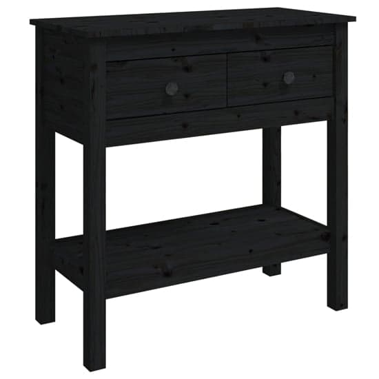 Belva Pine Wood Console Table With 2 Drawers In Black_3