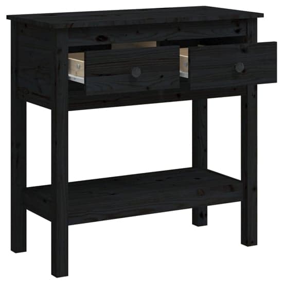 Belva Pine Wood Console Table With 2 Drawers In Black_5